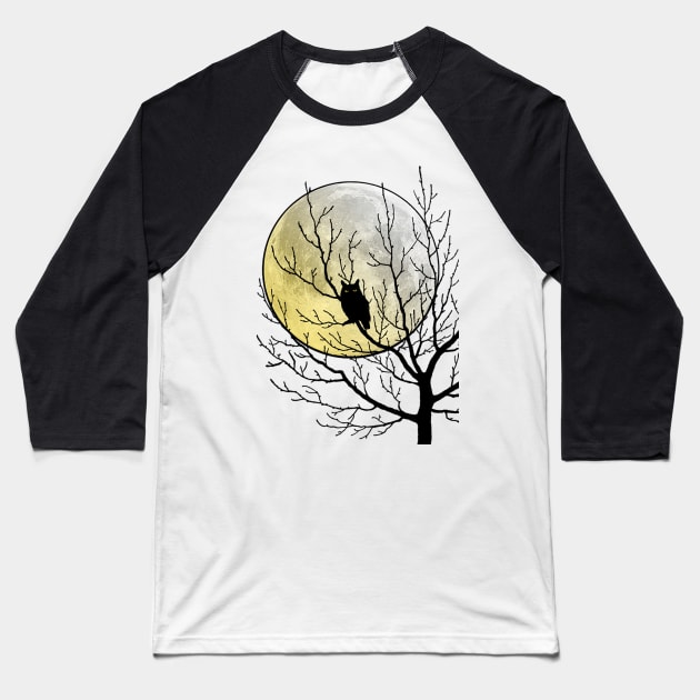 halloween owl in a tree Baseball T-Shirt by ysmnlettering